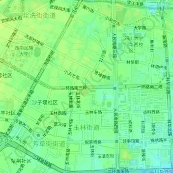 Mappa topografica 玉林街道, altitudine, rilievo