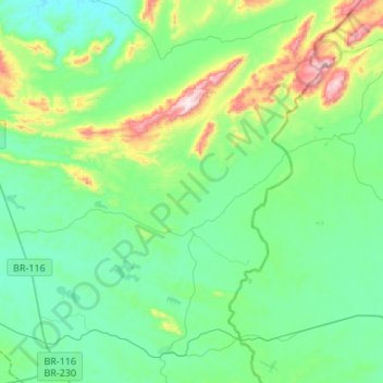 Mappa topografica Umari, altitudine, rilievo