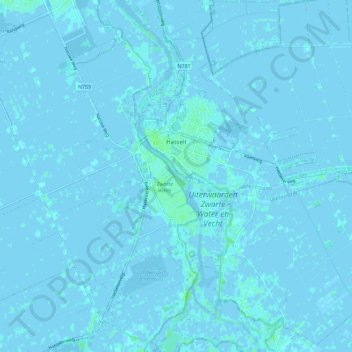 Mappa topografica Hasselt, altitudine, rilievo