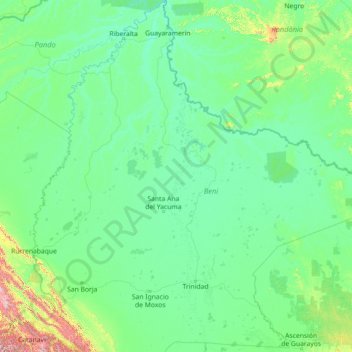 Mappa topografica Río Mamoré, altitudine, rilievo