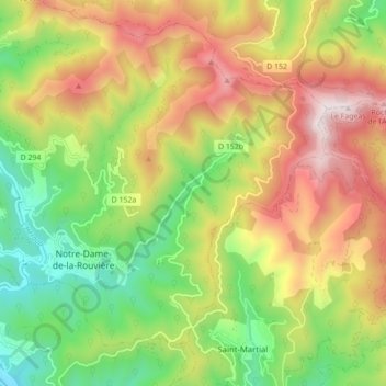 Mappa topografica Notre-Dame-de-la-Rouvière, altitudine, rilievo