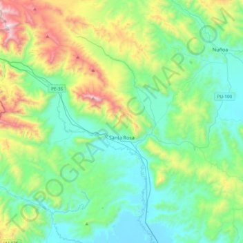 Mappa topografica Santa Rosa, altitudine, rilievo