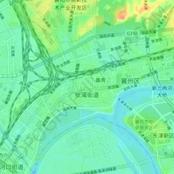 Mappa topografica 张湾街道, altitudine, rilievo
