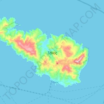 Mappa topografica Περιφερειακή Ενότητα Τήνου, altitudine, rilievo