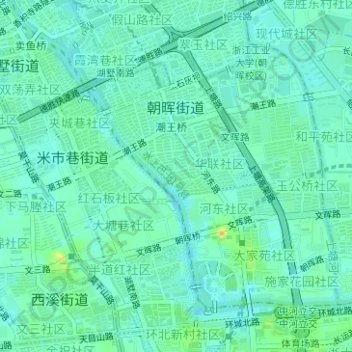 Mappa topografica 朝晖街道, altitudine, rilievo