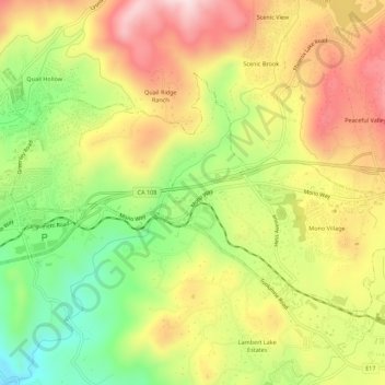Mappa topografica East Sonora, altitudine, rilievo
