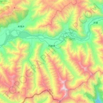 Mappa topografica 丹娘乡, altitudine, rilievo
