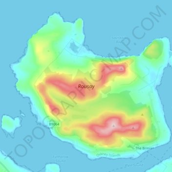 Mappa topografica Rousay, altitudine, rilievo