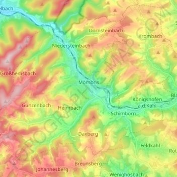 Mappa topografica Mömbris, altitudine, rilievo