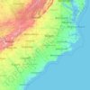 Mappa topografica North Carolina, altitudine, rilievo