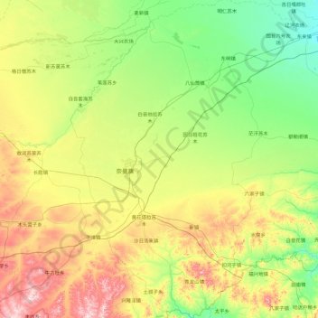 Mappa topografica 奈曼旗, altitudine, rilievo