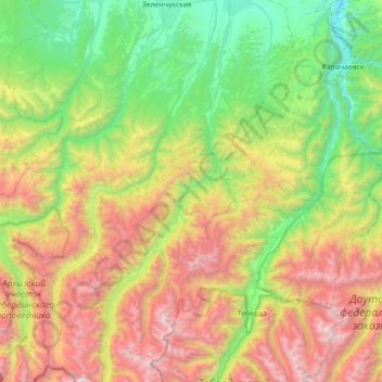 Mappa topografica Марухское сельское поселение, altitudine, rilievo