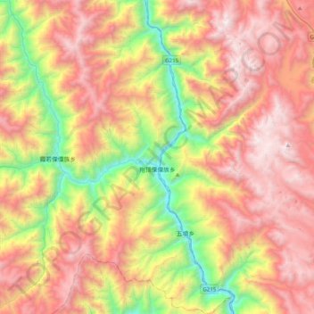 Mappa topografica 拖顶傈僳族乡, altitudine, rilievo
