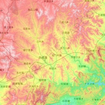 Mappa topografica 赤城县, altitudine, rilievo