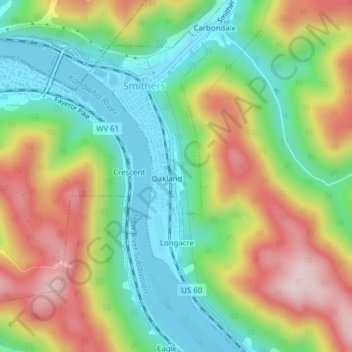 Mappa topografica Smithers, altitudine, rilievo