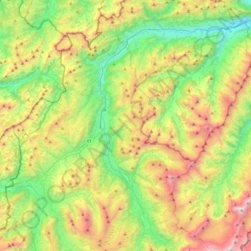 Mappa topografica Simme, altitudine, rilievo
