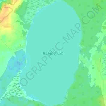 Mappa topografica озеро Шо, altitudine, rilievo