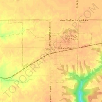 Mappa topografica Glasford, altitudine, rilievo