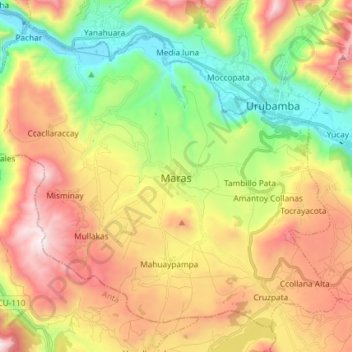 Mappa topografica Maras, altitudine, rilievo