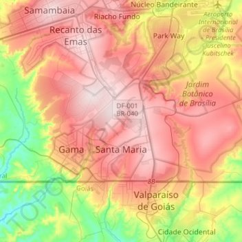 Mappa topografica Santa Maria, altitudine, rilievo