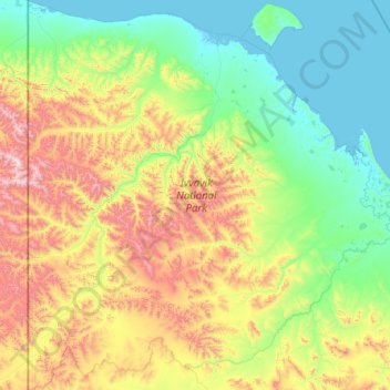 Mappa topografica Ivvavik National Park, altitudine, rilievo
