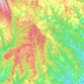 Mappa topografica Viver i Serrateix, altitudine, rilievo