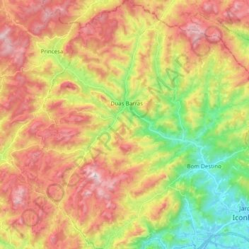 Mappa topografica Duas Barras, altitudine, rilievo