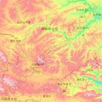 Mappa topografica 碌曲县, altitudine, rilievo
