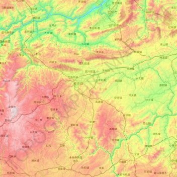 Mappa topografica 金沙县, altitudine, rilievo
