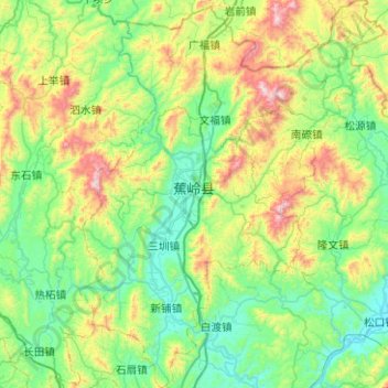 Mappa topografica 蕉岭县, altitudine, rilievo