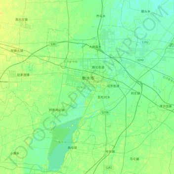 Mappa topografica 桃城区, altitudine, rilievo