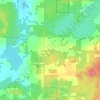 Mappa topografica George Lake Natural Area, altitudine, rilievo