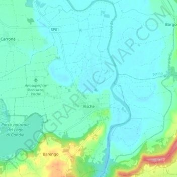 Mappa topografica Vische, altitudine, rilievo