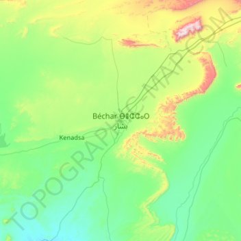 Mappa topografica Béchar, altitudine, rilievo