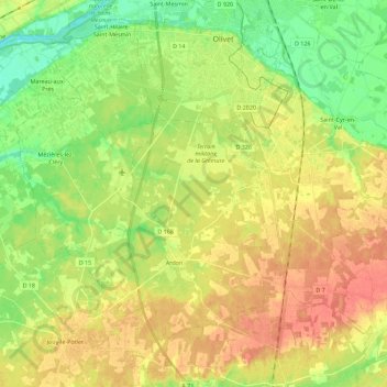 Mappa topografica Centre-Val de Loire, altitudine, rilievo