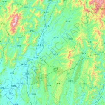 Mappa topografica 融安县, altitudine, rilievo