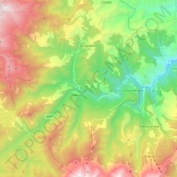 Mappa topografica Crognaleto, altitudine, rilievo