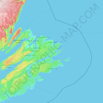 Mappa topografica Cape Breton Regional Municipality, altitudine, rilievo