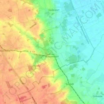 Mappa topografica Wachendorf, altitudine, rilievo