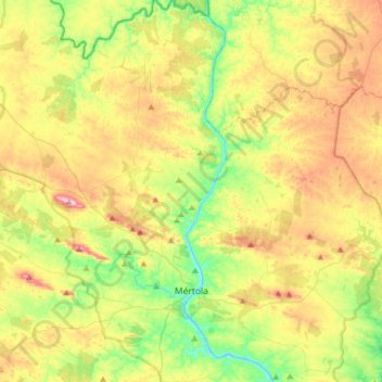 Mappa topografica Mértola, altitudine, rilievo