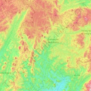 Mappa topografica Conceição do Castelo, altitudine, rilievo