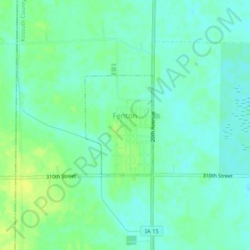 Mappa topografica Fenton, altitudine, rilievo