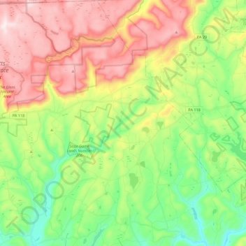 Mappa topografica Ross Township, altitudine, rilievo