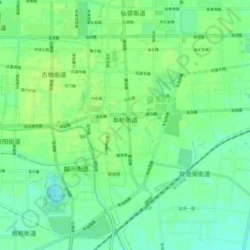 Mappa topografica 阜桥街道, altitudine, rilievo