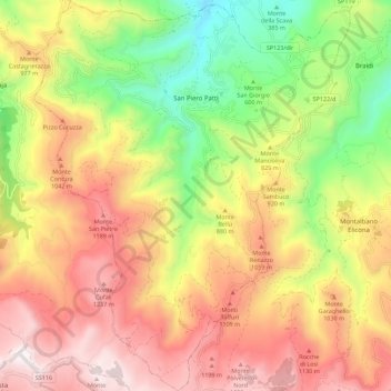 Mappa topografica San Piero Patti, altitudine, rilievo