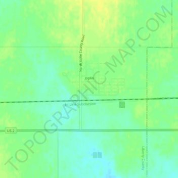 Mappa topografica Joplin, altitudine, rilievo