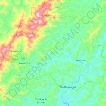 Mappa topografica Belisário, altitudine, rilievo