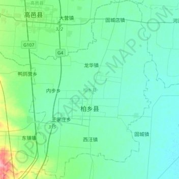 Mappa topografica 柏乡县, altitudine, rilievo
