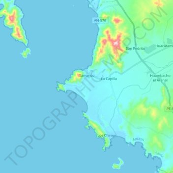 Mappa topografica Samanco, altitudine, rilievo