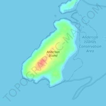 Mappa topografica Anderson Island, altitudine, rilievo